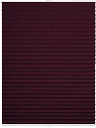 ondeco Plissee nach Maß für alle Fenster innen Montage in Glasleiste mit Spannschuh Sonnenschutz Rollo Sichtschutz Blickdicht Weinrot B: 71-80 cm, H: 151-200 cm