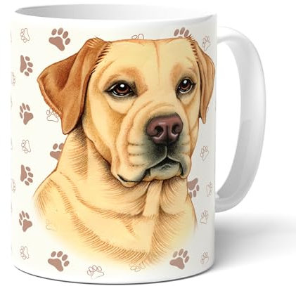 LABRADOR CREAM/Gelb (D) - Kaffeetasse, Becher, Teetasse aus hochwertiger Keramik. Kaffeebecher mit schöner Grafik und Spruch in deutscher Sprache. Praktisches Geschenk.