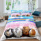 Meerschweinchen-Bettwäsche-Set für Mädchen, Jungen, Kinder, niedlich, Cavy Lovely Pet Trösterbezug Regenbogen Berglandschaft Bettbezug Raumdekor Kirschbaum Tagesdecke Bezug Doppelbettgröße