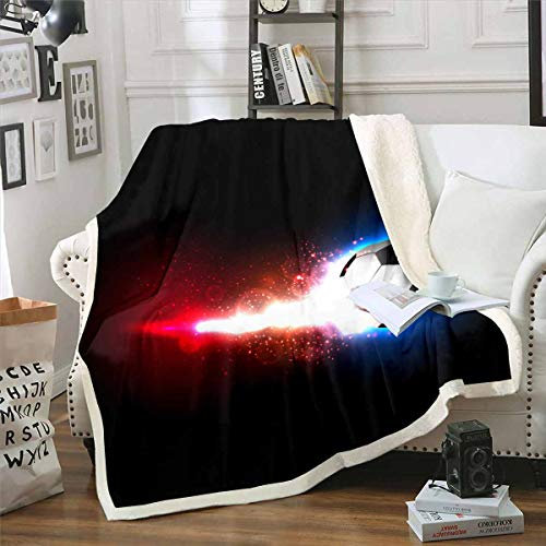 Homemissing Fußball Decke 130x150cm Fußball Kuscheldecke für Kinder Jungen Mädchen Kinder Sport Thema Wohndecke Glitter 3D Amerika Fußball Drucken Raumdekor Flanell Fleecedecke