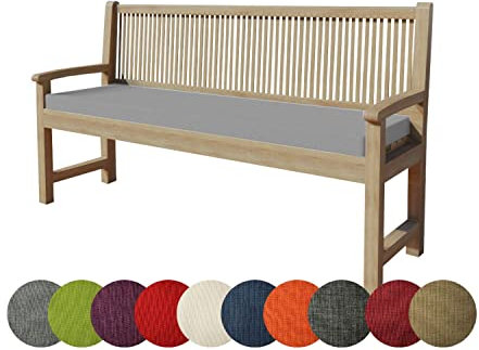 chilly pilley Bankkissen Bankauflage Polsterauflage Reißverschluss mit Schlaufen Kissen für Gartenbank Gartenbankauflage für Gartenmöbel Sitzkissen & Rückenkissen Outdoor (120 x 60 x 5 cm, Silber)