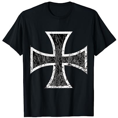 T-Shirt mit Distressed Eisernes Kreuz T-Shirt
