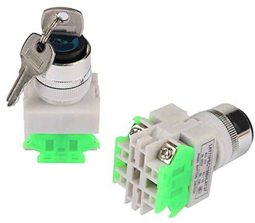 Interruptor Con Llave De 22 Mm, Interruptor De 220 V 5 A, Interruptor De Transferencia Momentánea De 1 Apagado 2 Encendido De 3 Posiciones Para Fuente De Alimentación