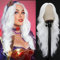 PORSMEER Perücke Weiß Lang Locken Gewellt Natürlich Haar für Frauen/Mädchen Alltagstauglich Cosplay Kostüm Fasching Party Wig