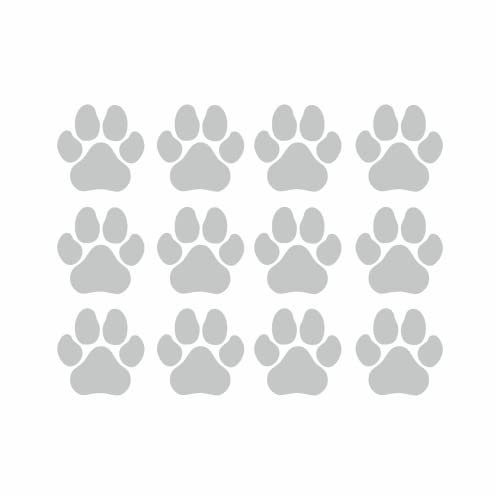 tradercat Auto Aufkleber Pfoten 12er Set - 6x6cm - Sticker für alle Oberflächen - Fenster, Seitenspiegel, Heckscheibe, Motorhaube, Fahrzeug – mit Anleitung (Silber)