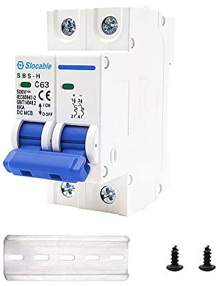 Trisinger DC Miniatur-Leistungsschalter, 2 Polig 500V 32A Sicherungsautomat, Solar PV System Isolator DC Trennschalter, DIN-Schienenmontage(2P, 32A)