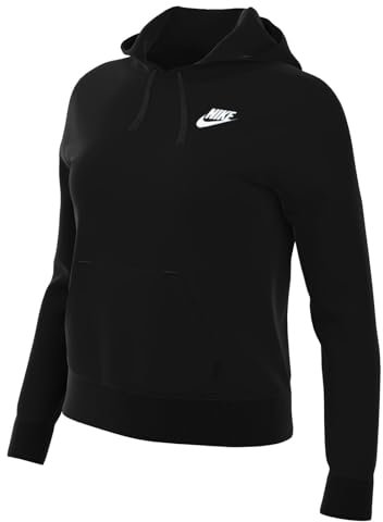 NIKE Club FLC Std Felpa con Cappuccio Black/White L