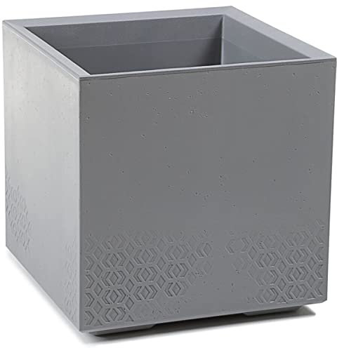 Ondis24 Pflanzkübel Caro Beton Optik Blumenkübel mit Rollen aus Kunststoff 100% Recycled (40cm, Hellgrau)
