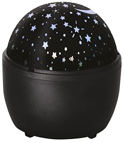 EMOS Sterne LED-Projektor, dekorative Sternhimmel-Projektion, Decken-und Wandprojektor, USB- oder batteriebetrieben (3x AA), Lebensdauer 10000 Stunden, IP20 für Innen, DCPW06, Schwarz
