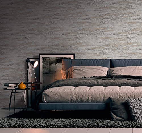 A.S. Création Tapete Putzoptik Creme Grau Gold Terra 390415 - Vliestapete Steinwand - 10,05 m x 0,53 m Made in Germany