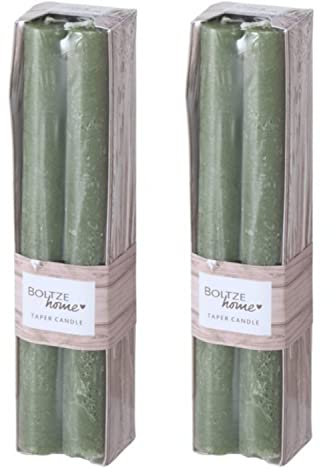 8er Set, tolle im Vintage-Stil klassische Stabkerzen im Landhauslook. Brennzeit 7 Std. Farbe ' GRÜN ', ideale Kandelaber Länge, 2 cm Durchmesser, Höhe 20 cm, Hoher Neidfaktor