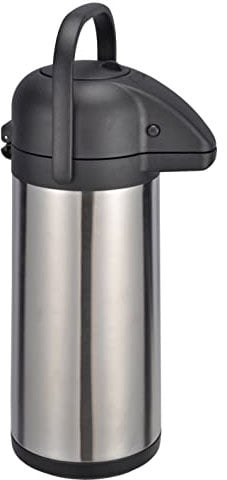 Airpot Pumpkanne aus Edelstahl - 3 Liter - Isolierkanne für heiße und kalte Getränke - Thermo Kaffee Tee Kanne Getränke Spender doppelwandig drehbar auslaufsicher