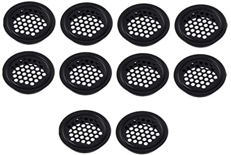 VILLFUL 10pcs Black Stainless Steel Round Vent Cover Mesh Air Ventilation Hole 35mm for Wardrobe Soffit Heat Emission Ventilation Grille