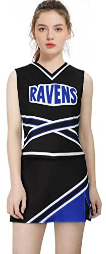 LIKUNGOU Damen Ravens Basketball Cheerleader Kostüm Cheerleading Uniform Varsity High School Cosplay Outfit Suit (XL)