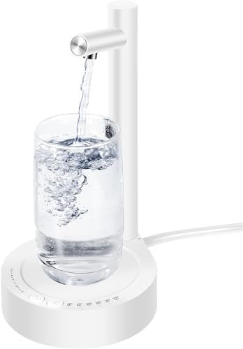 SOUTH AREA - Dispensador de Agua USB Inteligente 20L | Bomba de Agua Silenciosa Recargable | Fácil Instalación sin Herramientas | Portátil para Oficina y Hogar, Blanco, 22 cm