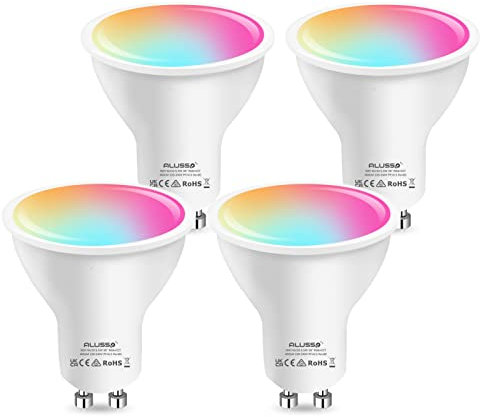 ALUSSO LIGHTING GU10 Farbwechsel-Glühbirne, Smart Birne, Alexa LED Leuchtmittel,Birne Fernbedienung mit Alexa und Google Home, 5W