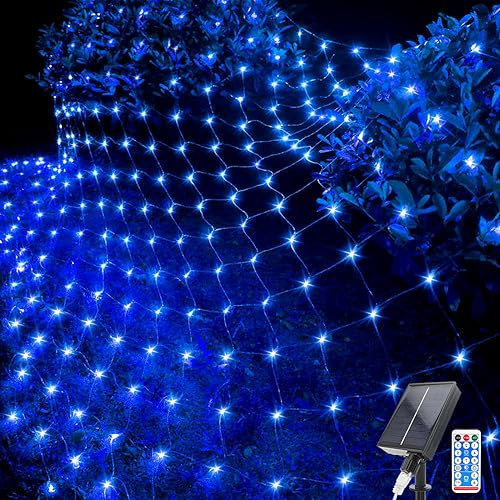 Acxilexy Lichternetz Solarleuchten Außen, 1,5 M x 1,5 M 96 LEDs Lichterkette Netz mit 8 Modi, Fernbedienung, Wasserdichte Lichterketten Vorhang für Weihnachten Hochzeit Fenster Dekoration