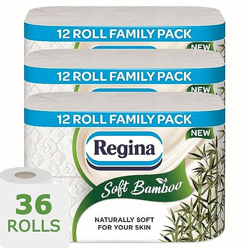 Regina Soft Bamboo 3-ply Toilet Tissue Rolls Toilet Paper 36 Rolls with Perfctonish Thank You Sticker Packaging