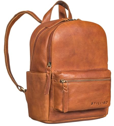 STILORD Karolina Lederrucksack Damen Sportlich mit Tabletfach 10,1 Zoll Rucksack Freizeit Rucksackhandtasche Vintage Daypack für City Ausgehen Shopping Echtleder Reiserucksack Farbe:texas - braun