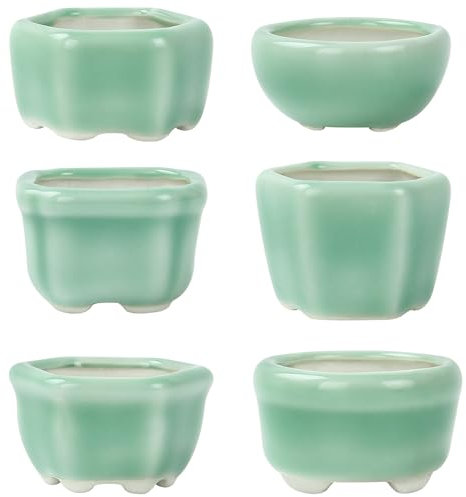 happy bonsai Lot de 6 mini pots émaillés verts de 4,5 cm