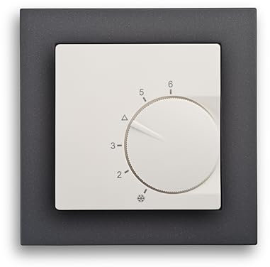 Raumtemperaturregler System Eberle unter Putz polarweiß matt mit Abdeckrahmen Serie Gira (E2 anthrazit)