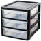 Khanary Plastic Storage Drawer A4 Storage Box Multipurpose Organizer Office Desktop Tabletop Counter School Bedroom Garage Kids Room Vanity organizer Black/Silver-Clear (Black Clear, 3 Tier Small)