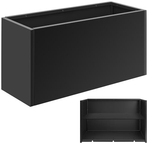 Toriexon Pflanzkasten aus Metall, 76,2 x 30,5 x 40,6 cm, hoher Pflanzkasten mit herausnehmbarem Einsatzregal, schwarzer Stahl-Pflanzkasten, strapazierfähig für Veranda, Garten, Terrasse, Hof
