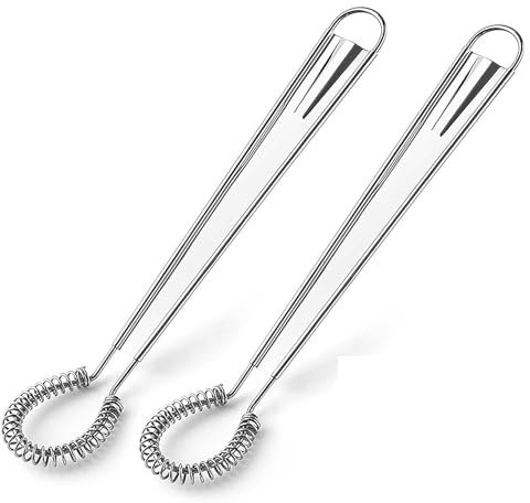 2 Piezas Acero Inoxidable Batidor Espiral Manual, Batidor de Alambre en Espiral de Resorte, Batidor de Huevos Manual de Cocina, para Mezclar Huevos, Crema, Leche, Café