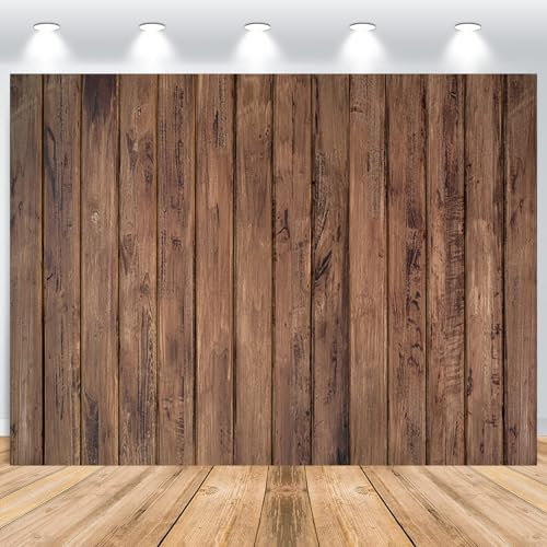 ASDCXZ Holz Foto Hintergrund 2.2x1.5m, Retro Braun Holzwand Natur Holzfarbe Fotowand Hintergrund, Vinyl Fotobox Hintergrund für Baby Dusche Geburtstag Party Kuchen Tischdekoration Fotokabine Prop
