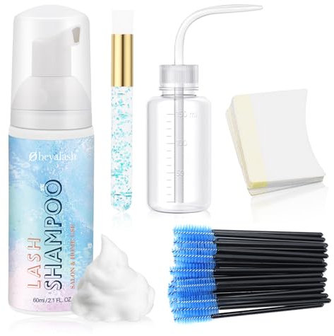 Wimpernshampoo Lash Shampoo FüR Wimpernextensions 60ml+Rinse Bottle+Brush Wimpernshampoo FüR Wimpernextensions Wimpernshampoo FüR WimpernverläNgerung For Salon and Home Use
