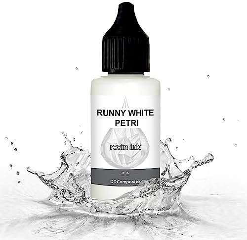DD Composite Resin Inks Tinte Fluid Art Alkohol Ink hochkonzentriert Epoxidharz Kunst Design River Table Dish-Art, Menge:100ml, Resin Ink Color:RUNNY WHITE PETRI