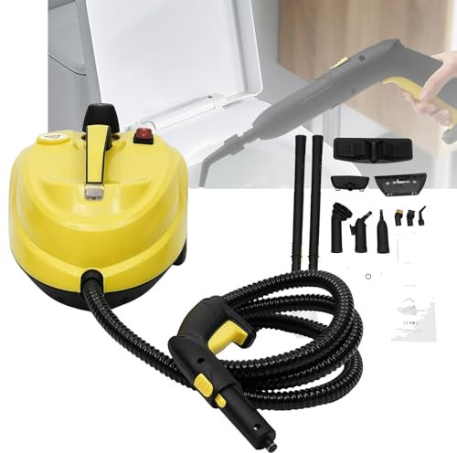 WhAeoy 2000W Portable Steam Cleaner, Tank: 2L, Heating Time: 8 Min, Area Output: 108 M², with Floor Cleaning Set+Nozzles, Automatic Jet Handle, for Carpets, Floors, Tiles,Yellow