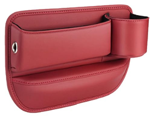 ZCZMAD Auto Leder Getränkehalter Lückentasche für BMW Z1 Z3 Z4 E30 E36 E52 E85 E86 E89 G29 Z3M Z4M 20i 30i, Autositz-Aufbewahrungsbox mit Getränkehalter Haupttreiber/Kopilot,Copilot-D/Red