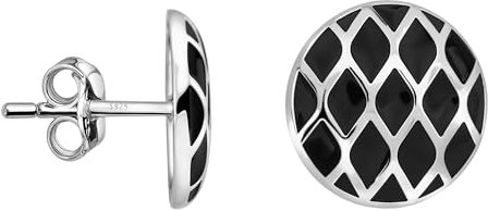 SOFIA MILANI - Damen Ohrringe 925 Silber - Schwarzes Gitter Ohrstecker - E2948