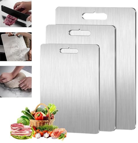 Titanium Cutting Board - 100% Pure Titanium Cutting Boards for Kitchen, Double Sided Food Grade Titanium Cutting Board, Titanium Cutting Board for Cutting Meats, Fruits and Vegetables (14 * 10in)