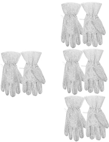 Ipetboom 4 Pairs Silver Cleaning Gloves Dish Washing Gloves Long Cleaning Gloves Reusable Gloves for Cleaning Kitchen Dishwashing Glove Dishwashing Gloves Medium Dish Gloves Rubber