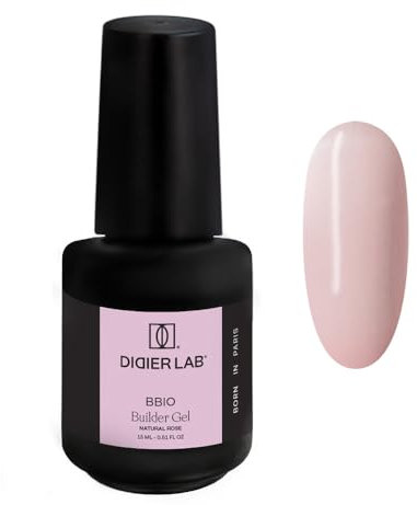 DIDIER LAB BBIO Gel Construction Ongle UV en Flacon - Natural Rose - Formule Propre sans HEMA ni TPO - Gel de Construction Ongle Autonivelant - Gel Ongle UV LED pour Renforcer les Ongles - 15 ml