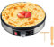 Crêpière électrique, 1000W de Puissance, Appareil à Crêpes Inox, avec revêtement antiadhésif, Diamètre de 30 cm, spatule et répartiteur incl, pour Pancakes, Galettes, Omelettes
