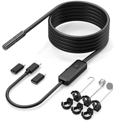 Qerwsdty W400 Repair Tools Car Diagnostic Tools 8mm 8LED Camera Endoscope Type-C Micro Adapter for Smart Phone Android Type C Cars Mobile 8mm Endoscope Automotive Boroscope Inspection Device E
