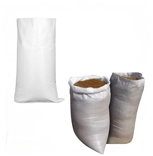 2001768 Lot de 4 sacs de raphia blancs réutilisables 60 x 90 cm Sac blanc de raphia, sacs à déchets, sacs poubelle et élimination des déchets