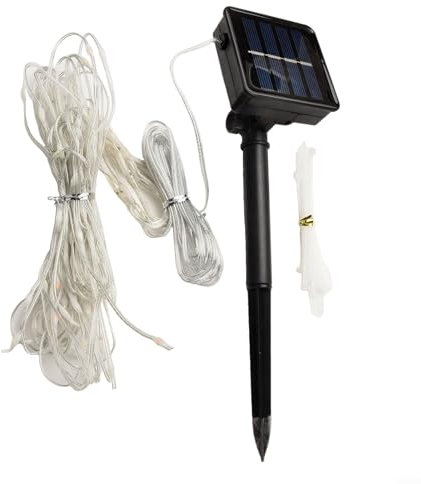 Kit di luci solari per ombrellone da patio, 8 stecche con 13 LED ciascuno, 8 modalità di illuminazione (onda/sfarfallio/bagliore), filo di rame impermeabile IP67, design facile da installare (colore