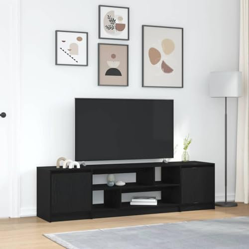 BOWEKAM Mobili,Centri Intrattenimento & Porta Tv,Mobile TV Rovere Nero 188.5x41x50 cm Legno Ingegnerizzato