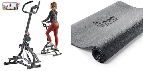 Sunny Health & Fitness Stepper con Manillar para casa, máquina de Ejercicios para Subir escaleras de Largo Alcance y Protector de Suelo de Espuma para Gimnasio en casa