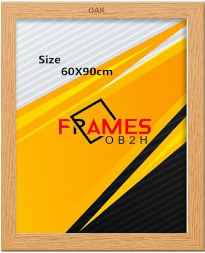 OB2H 60x90cm Black, White, Oak, Poster Frame Photo Frame (Oak, 60x90cm, Framed)