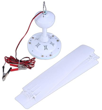 KAQNTUD Ventilatore da soffitto da 12 V CC, 89,4 cm/104,4 cm, ventilatore da soffitto a 3 foglie, da appendere alla tenda da campeggio per