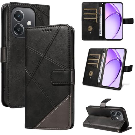 Coque Compatible avec Oppo A5X / A3X 2024 / A3 2024 / A60 5G / A40 / A40M Fente pour Porte-Cartes Fermeture magnétique Support à Rabat Étui pour téléphone Black