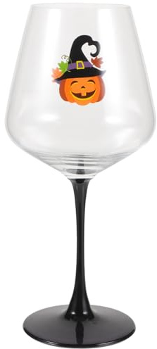 LOORGVEL Verre à Forme de Citrouille pour Halloween Verre à Pied Cristal Bourgogne pour Cocktails et Boissons Froides Décoration Festive pour Anniversaires et Réunions