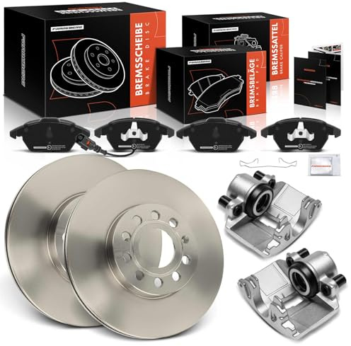 Frankberg 2x Bremssattel + 2x Bremsscheiben + 4x Beläge Vorne Ø288mm | Kompatibel mit T.o.u.r.a.n 1T3 A3 8P1 Leon 1P1 Altea 5P1 Golf V 1K1 Golf VI 5K1 Replace# 1K0615301T