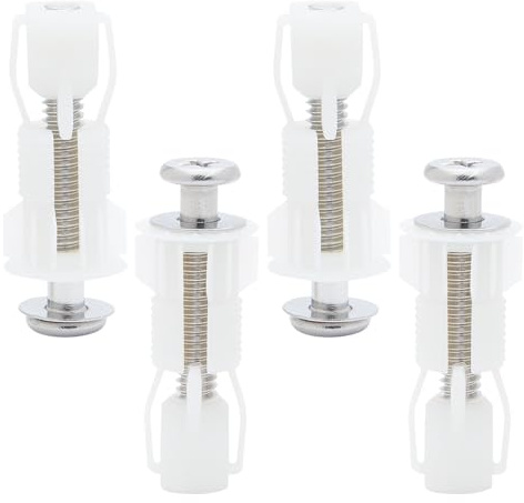 4 Pcs Toilet Seat Fittings and Fixtures, Universal Toilet Lid Seats, Toilet-Lid Screws, Toilet-Seat Replacement Parts Kit for Toilets Covers Blind Hole Fitting WC Replacement Kit (White)