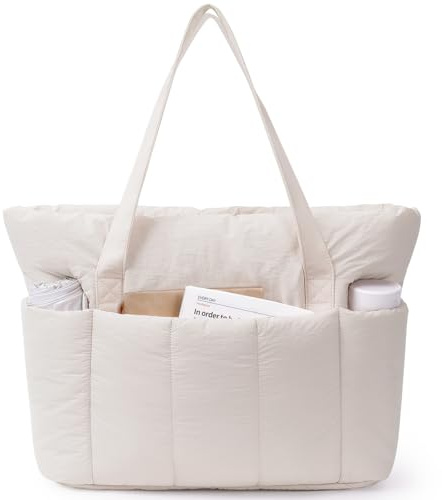 Narwey Handtasche Damen Shopper Tasche Groß, Leicht Handtaschen Arbeitstasche für Damen, Schultasche Schultertasche Lehrertasche Damen, Tote Bag mit Vielen Fächern, Handbags for Women (Beige)